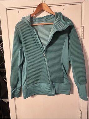 Brooks Teal Ribbed Full-Zip Hoodie